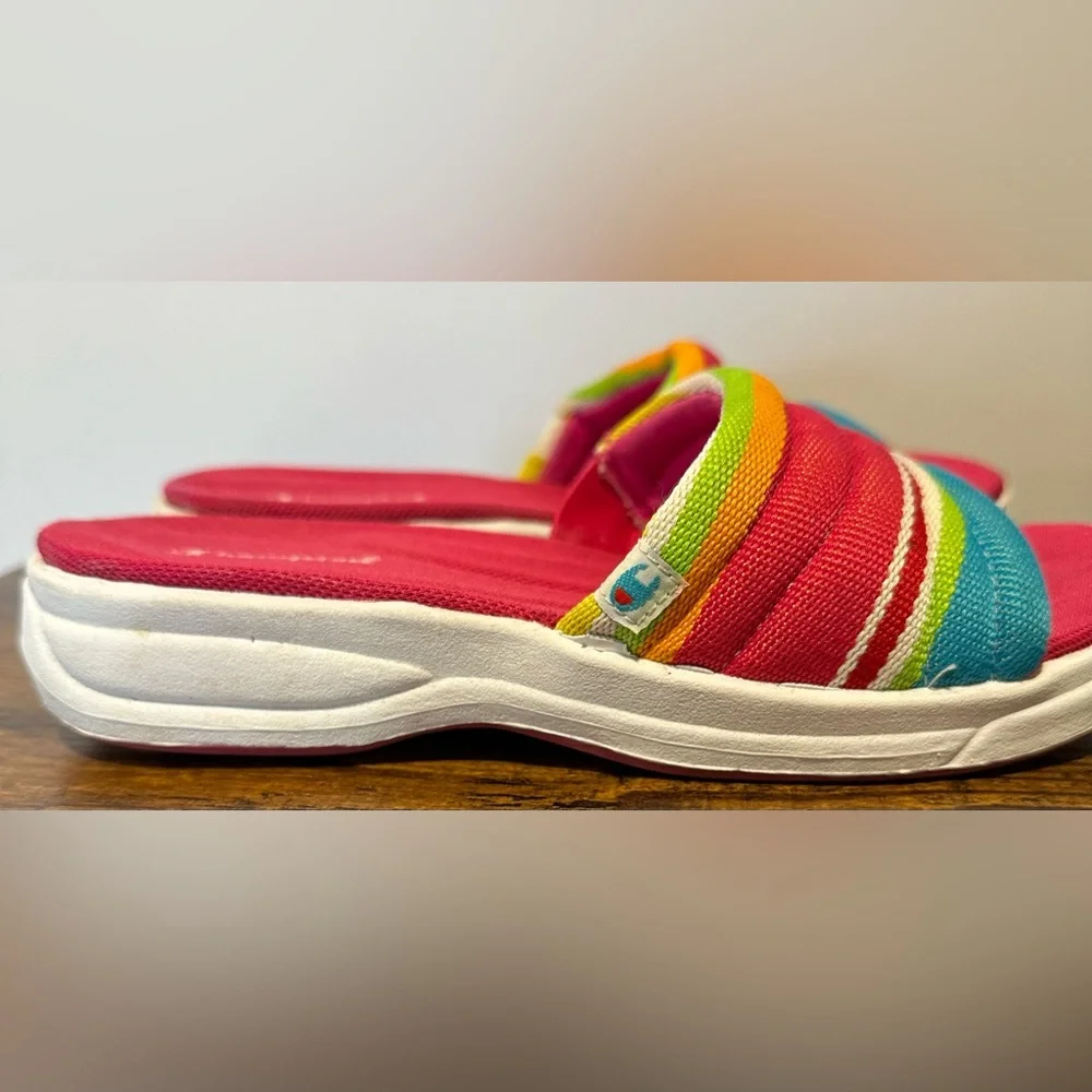 Champion Big Girls Pink and Multi Color Fabric Slide Sandals Size Big Gi…